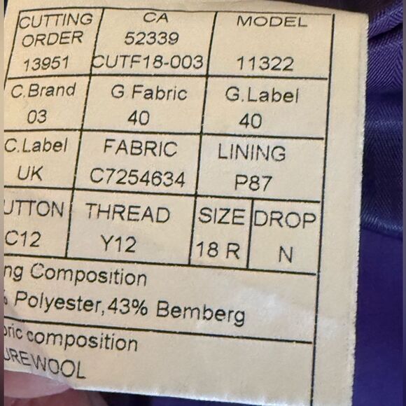 Princeton Model X Boys Navy/Black Plaid Wool Blazer Purple Lining. Size 18. - Picture 8 of 9